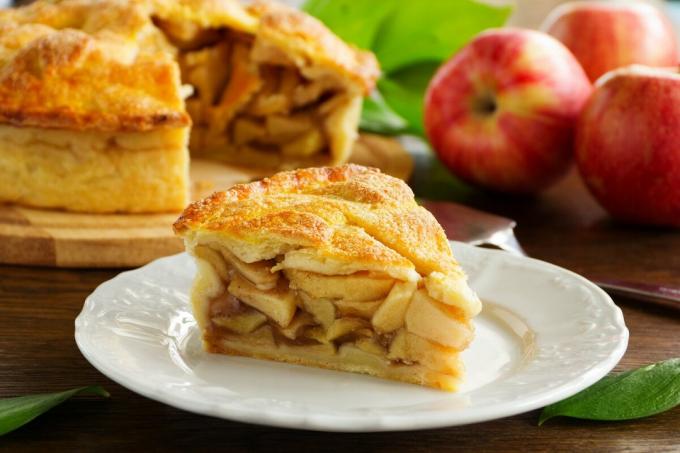 Americký jablkový koláč. Vonku chrumkavý cesto, vnútri - jablká. Fotografia - Yandex. fotografie