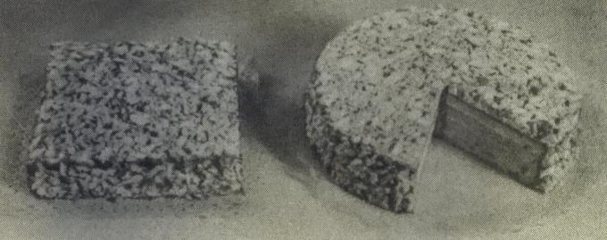Tortu darček. Foto z knihy "Výroba tort a koláčov," 1976 